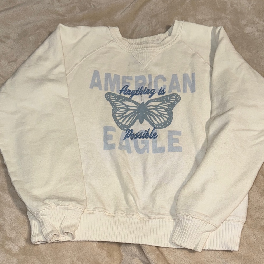 American Eagle Outfitters White Graphic Sweatshirt size XS